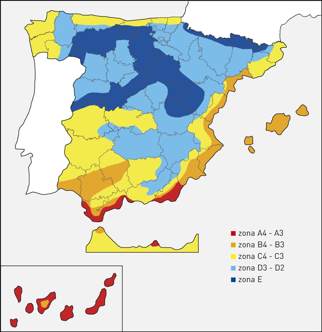 Mapa de las zonas climáticas